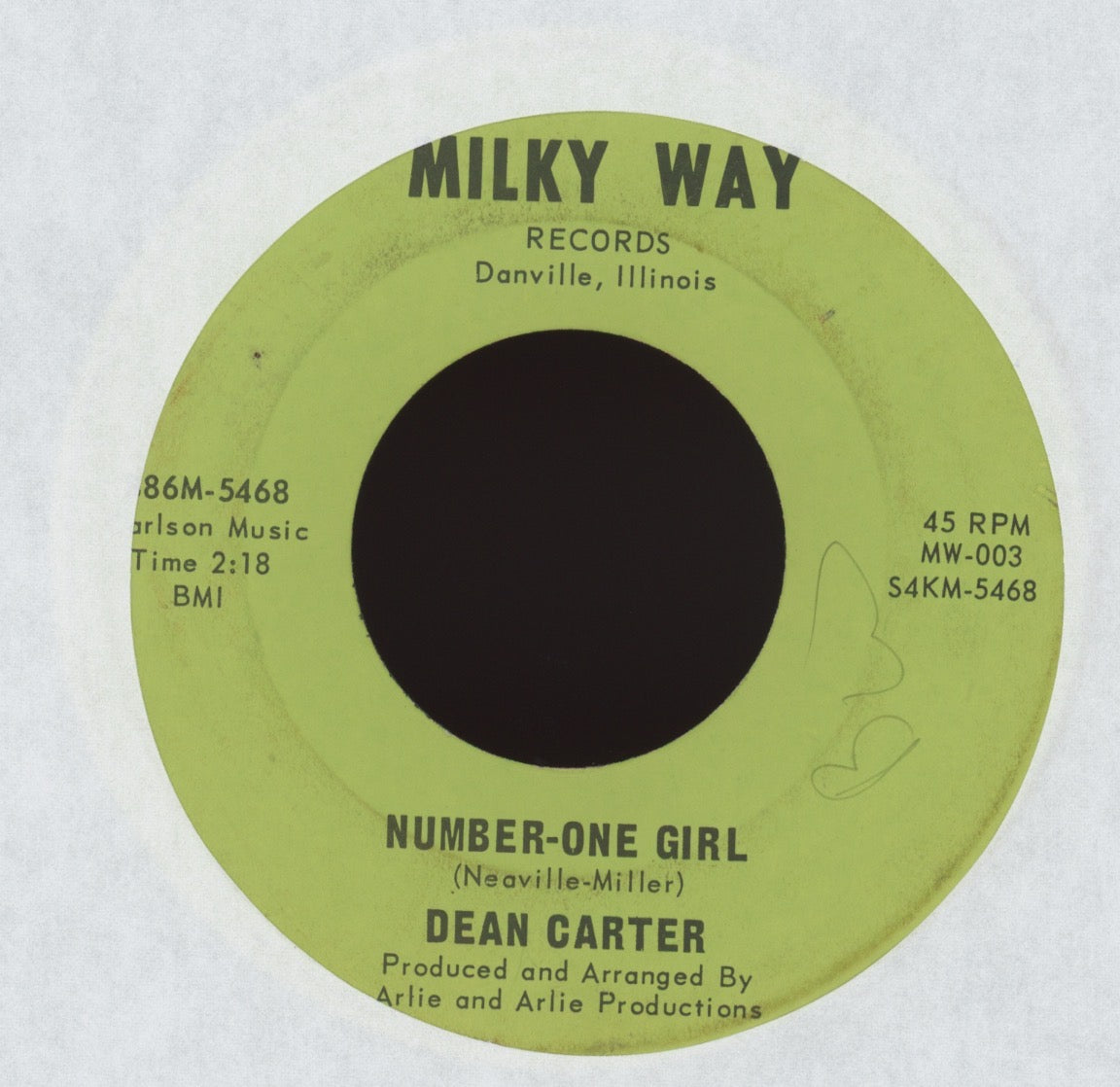 Dean Carter -  Fever on Milky Way Rockabilly Garage 45
