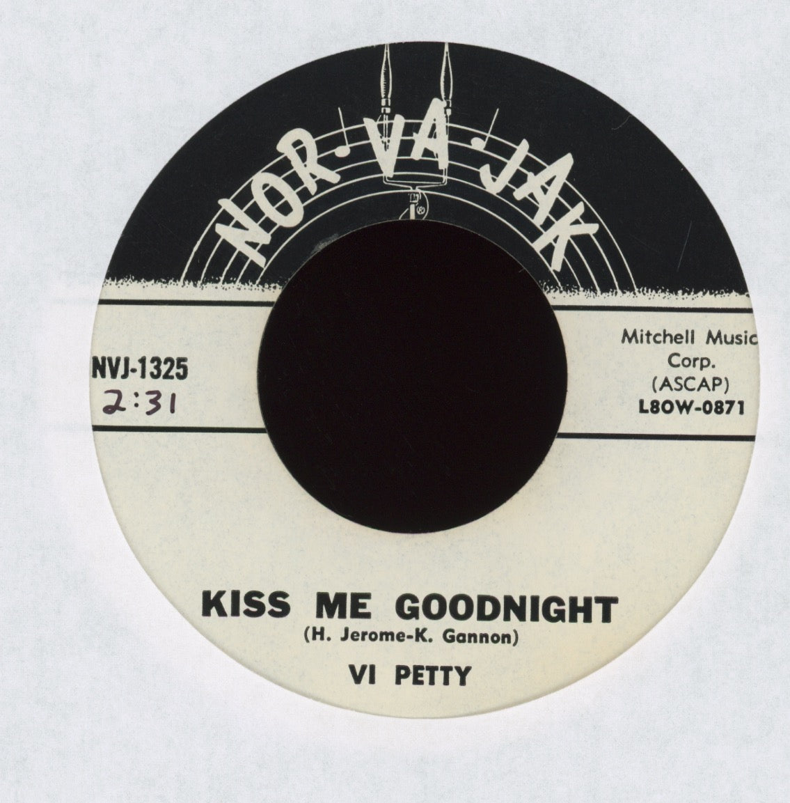Vi Petty - True Love Ways on Nor-Va-Jak Pop 45