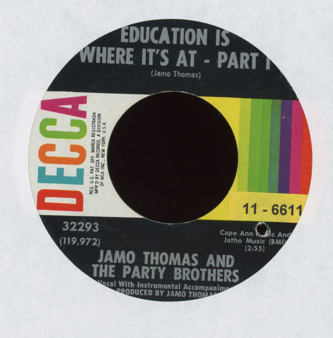 Jamo Thomas - Education Is Where It's At on Decca Funk 45