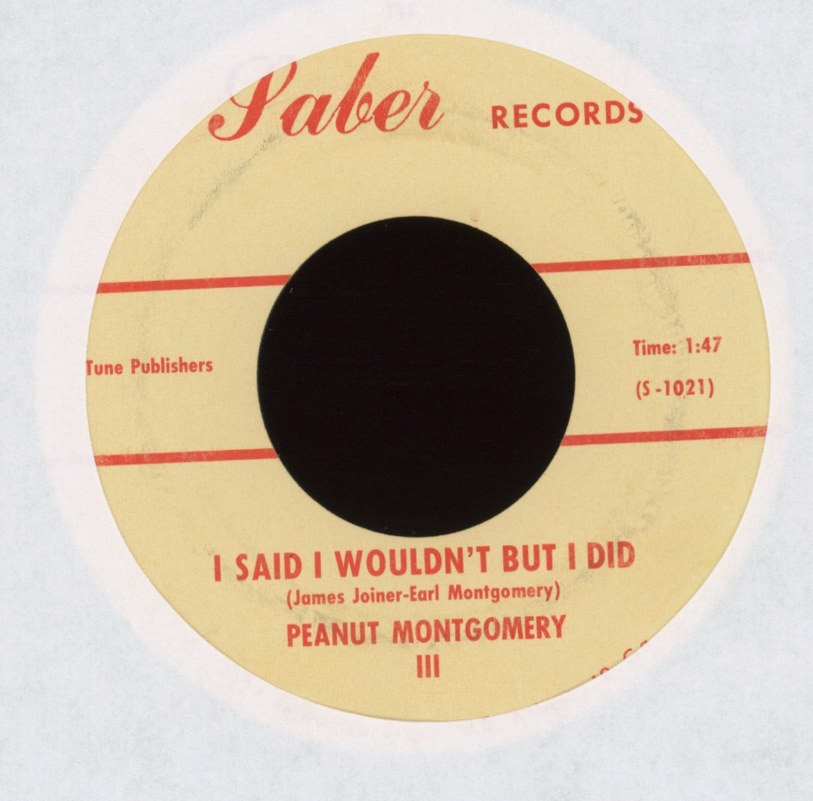 Peanut Montgomery III - 6 Daze On The Road on Saber Country Bop 45