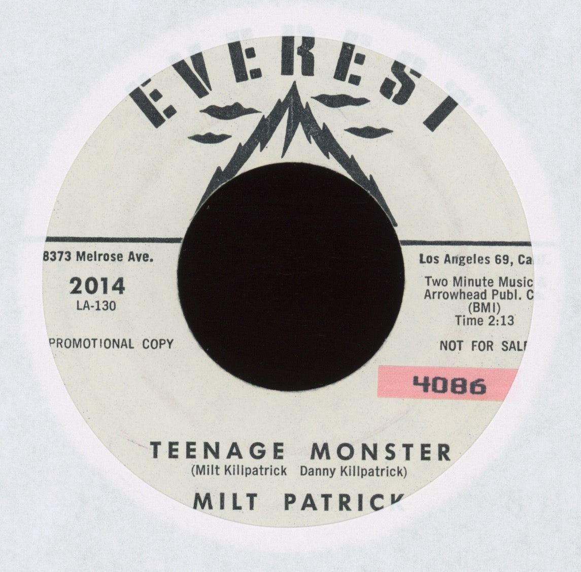 Milt Patrick - Teenage Monster on Everest Promo Halloween Horror Teen Rocker 45