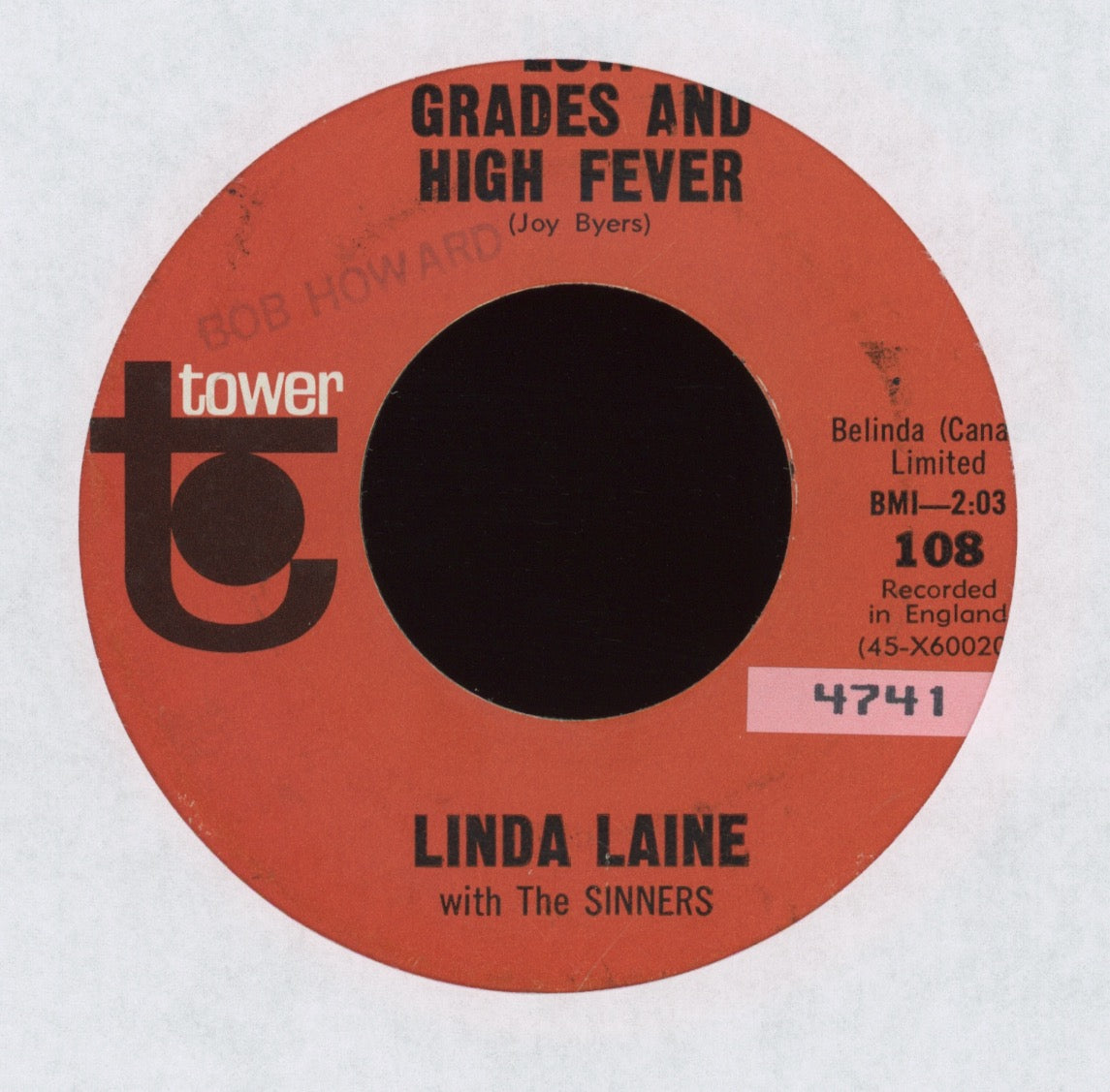 Linda Laine - Low Grades And High Fever on Tower Teen R&B 45