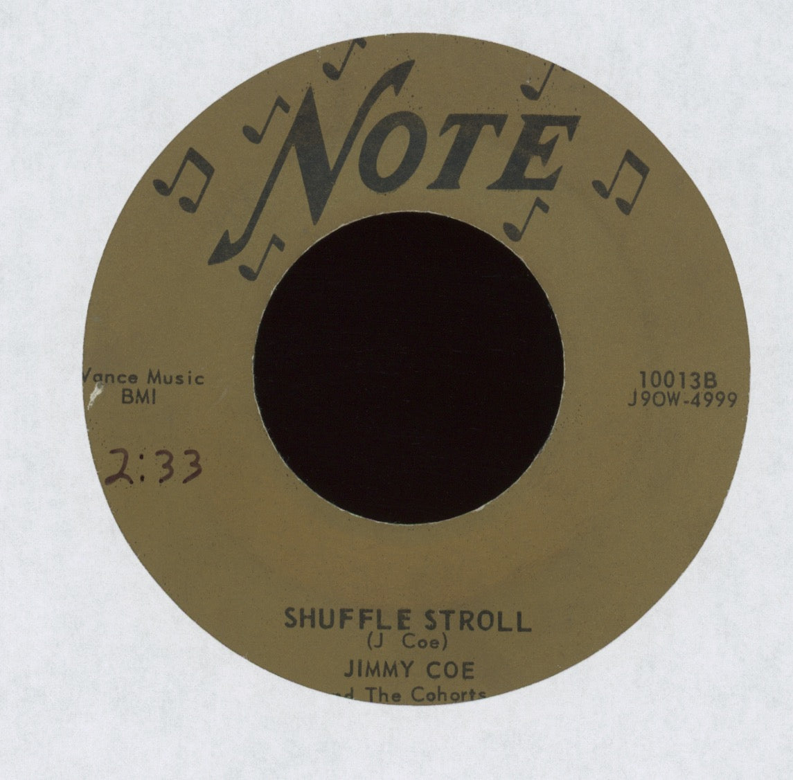 Jimmy Coe And The Cohorts - Wazoo on Note Instro R&B 45