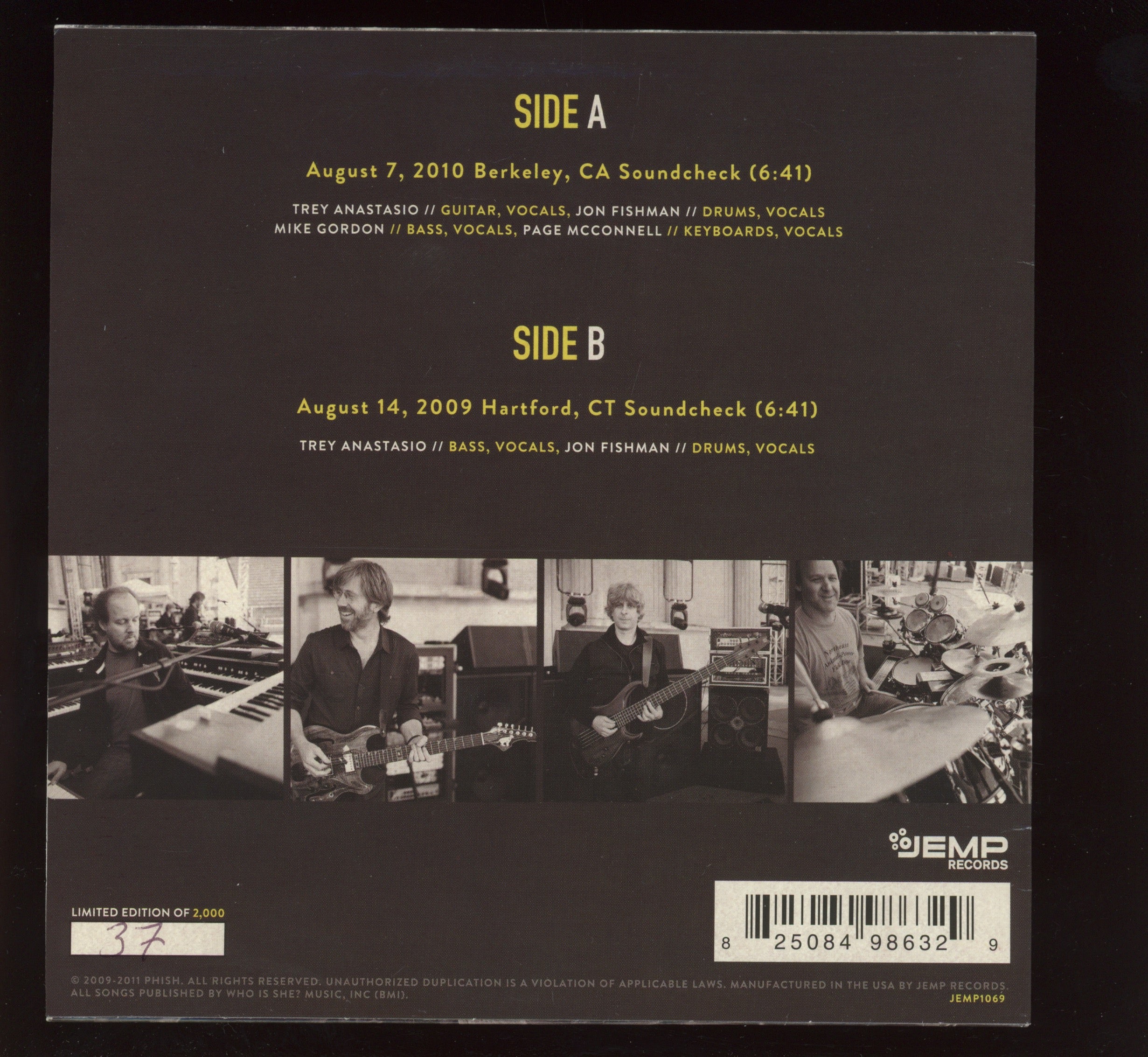 Phish - Two Soundchecks on Jemp RSD 2011 Ltd Numbered 7"