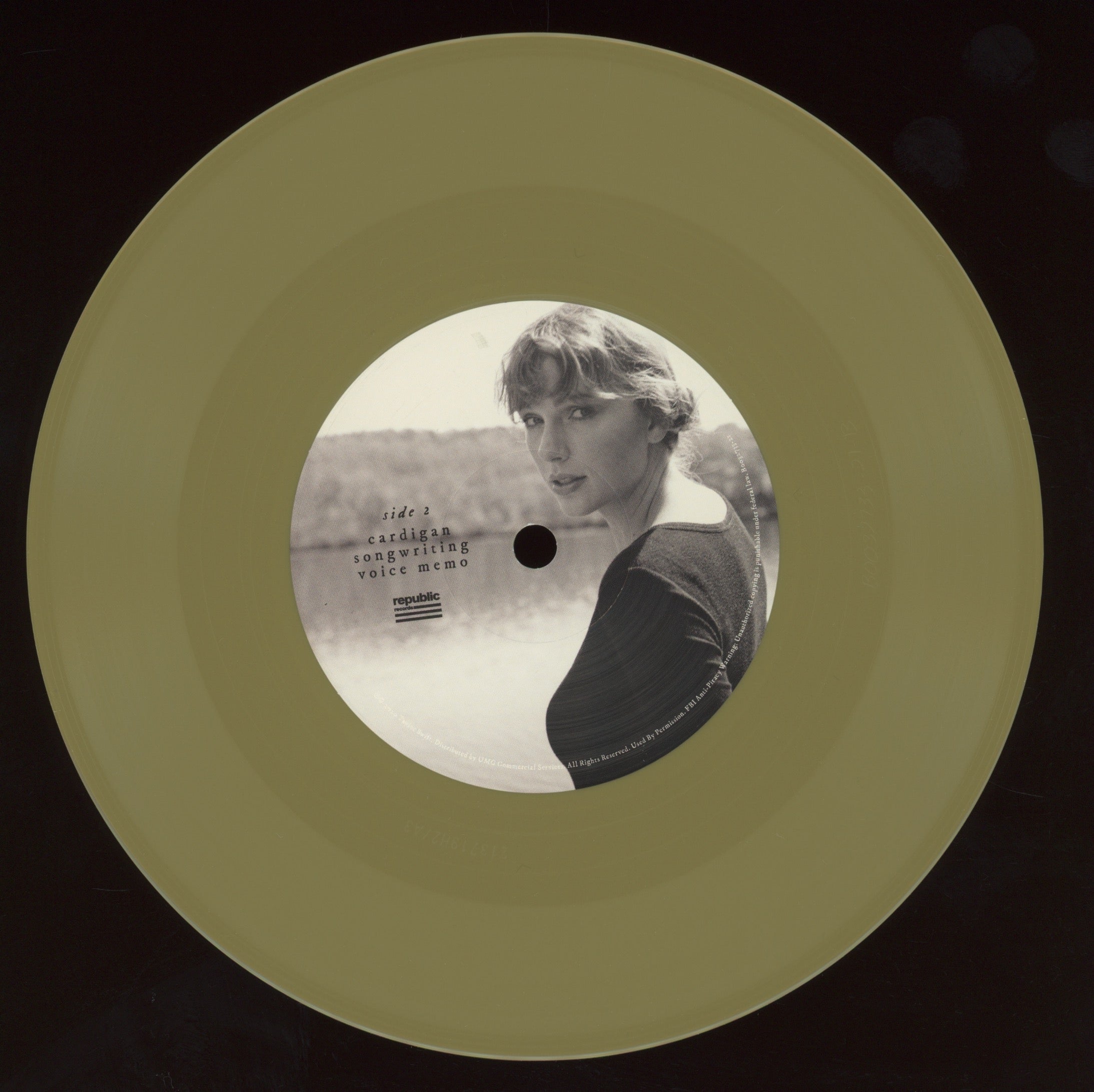 Taylor Swift - Cardigan (+ Songwriting Voice Memo) on Republic Ltd Gold Vinyl 7" 45