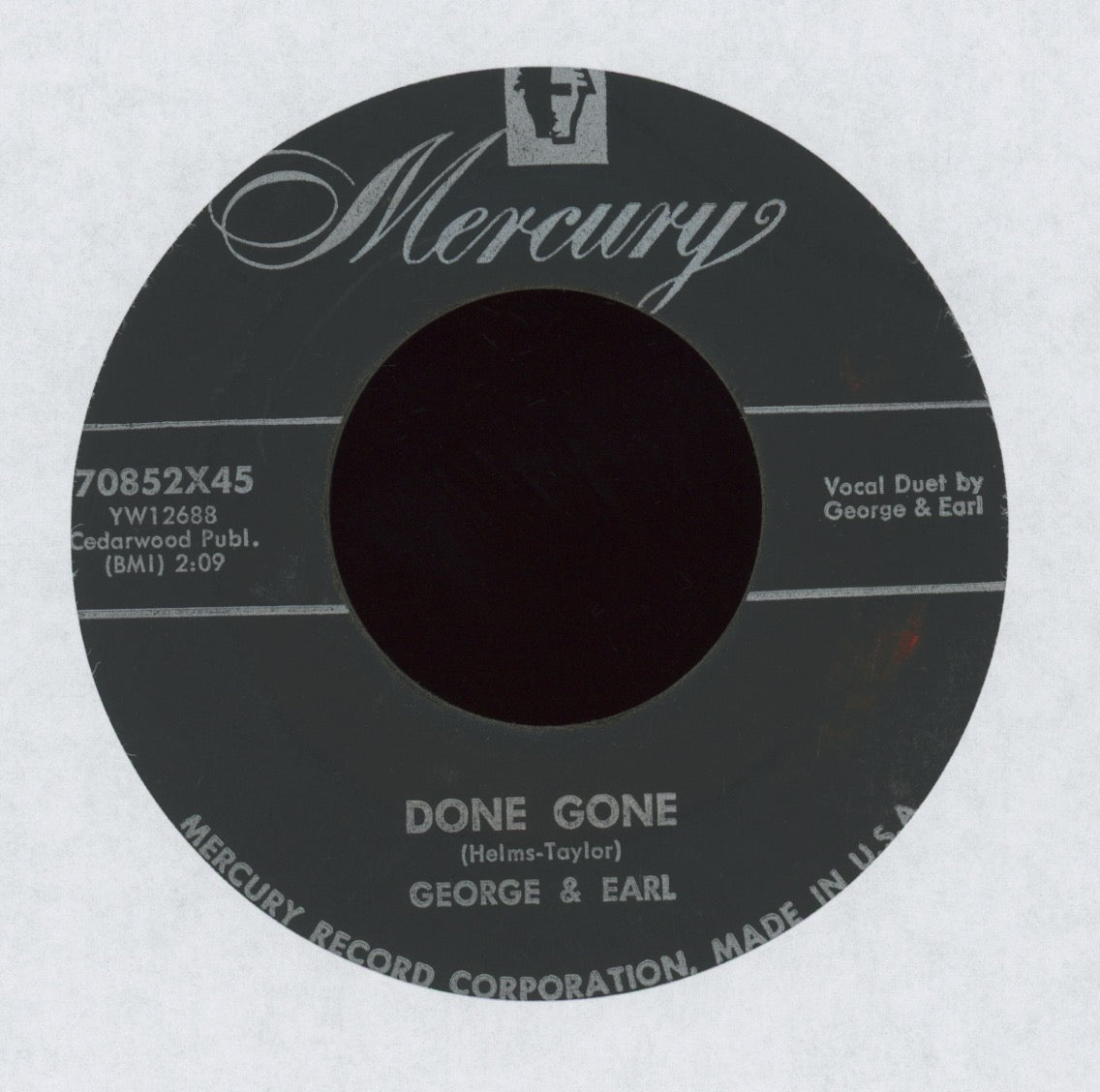 George & Earl - Done Gone on Mercury Rockabilly 45