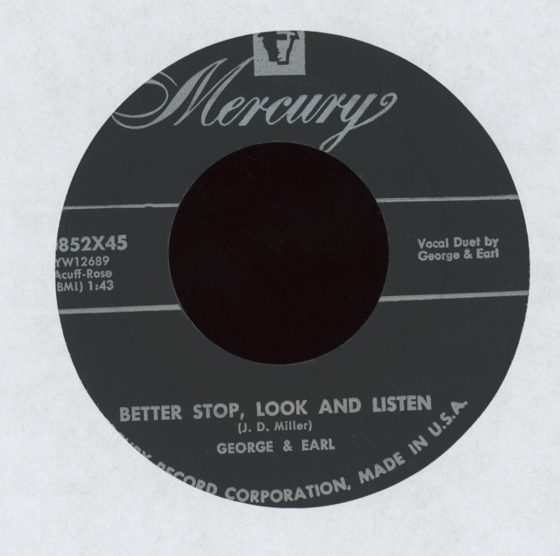 George & Earl - Done Gone on Mercury Rockabilly 45