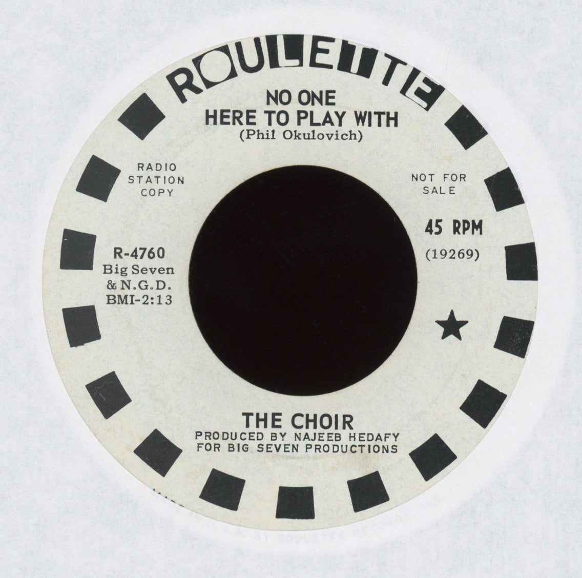 The Choir - No One Here To Play With on Roulette Promo Garage 45