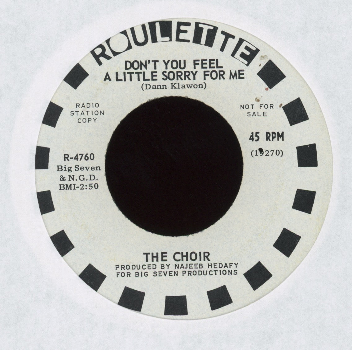The Choir - No One Here To Play With on Roulette Promo Garage 45