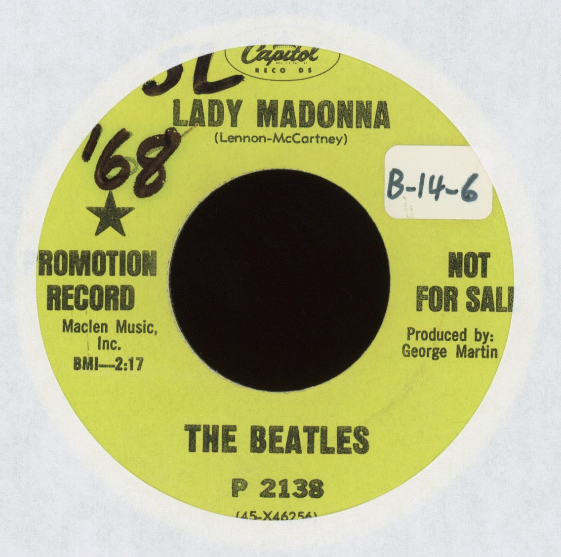 The Beatles - Lady Madonna on Capitol Promo Rock 45