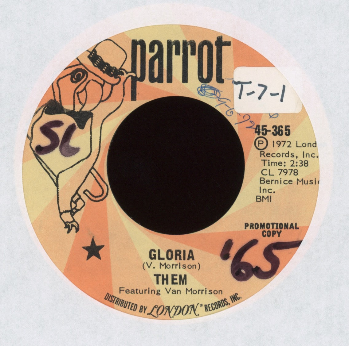Them - Gloria on Parrot Promo Garage 45