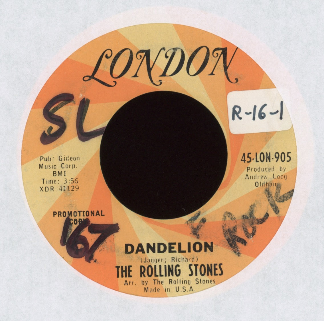 The Rolling Stones - Dandelion on London Promo Rock 45