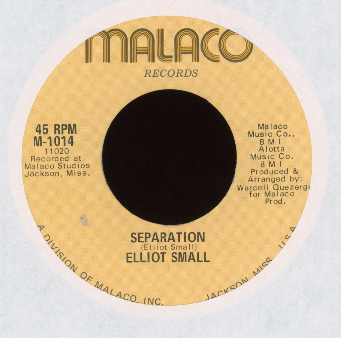 Elliott Small Elliot - Separation on Malaco Soul Funk 45