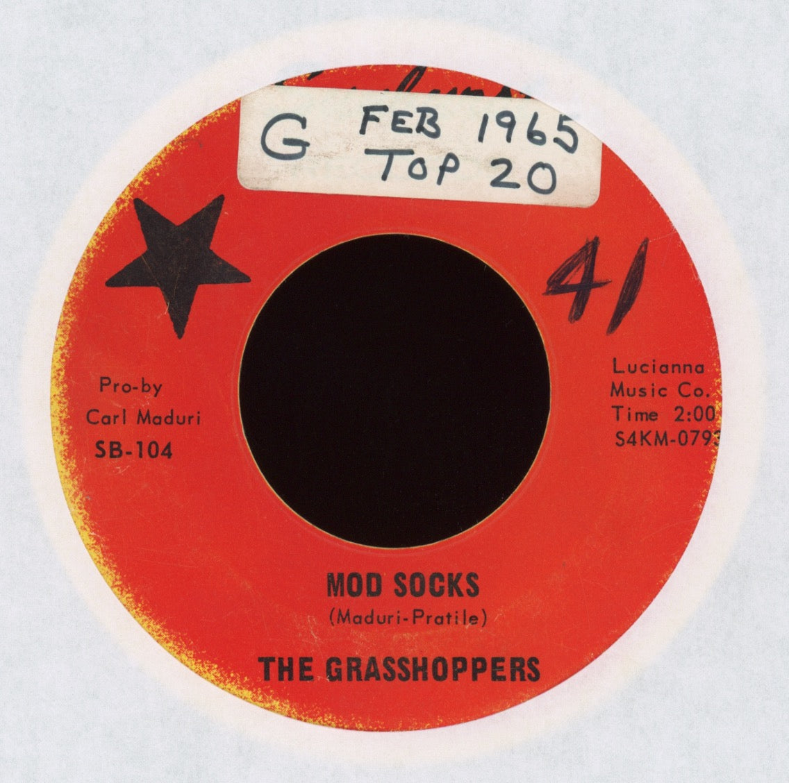 The Grasshoppers - Mod Socks on Sunburst Garage 45 Benjamin Orr