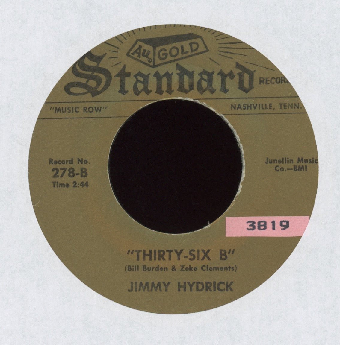 Jimmy Hydrick - Thirty-Six B on Gold Standard Country Bop 45