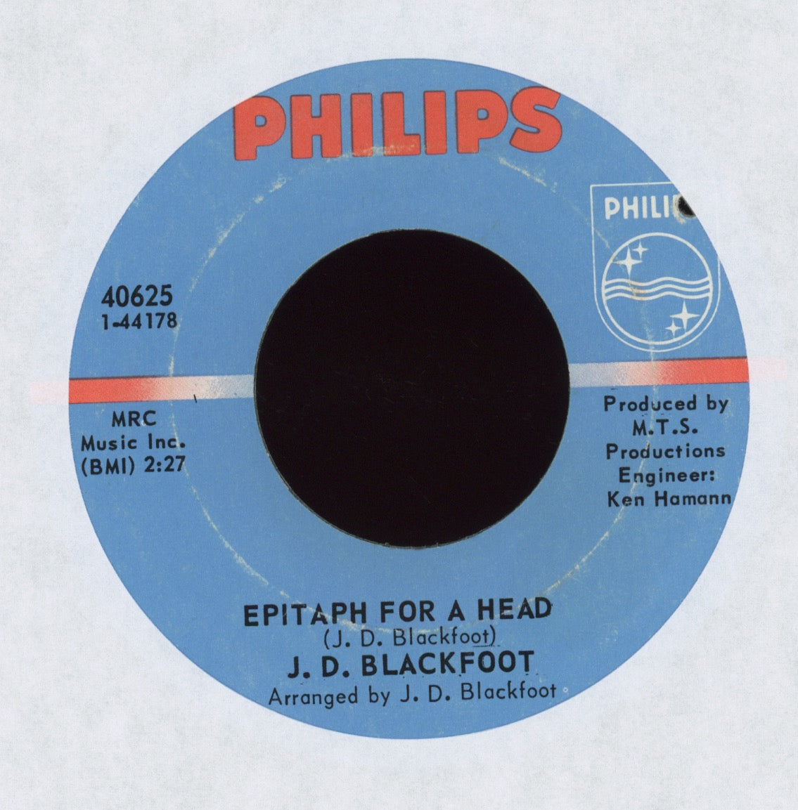 J. D. Blackfoot - Epitaph For A Head on Philips Psych Rock 45