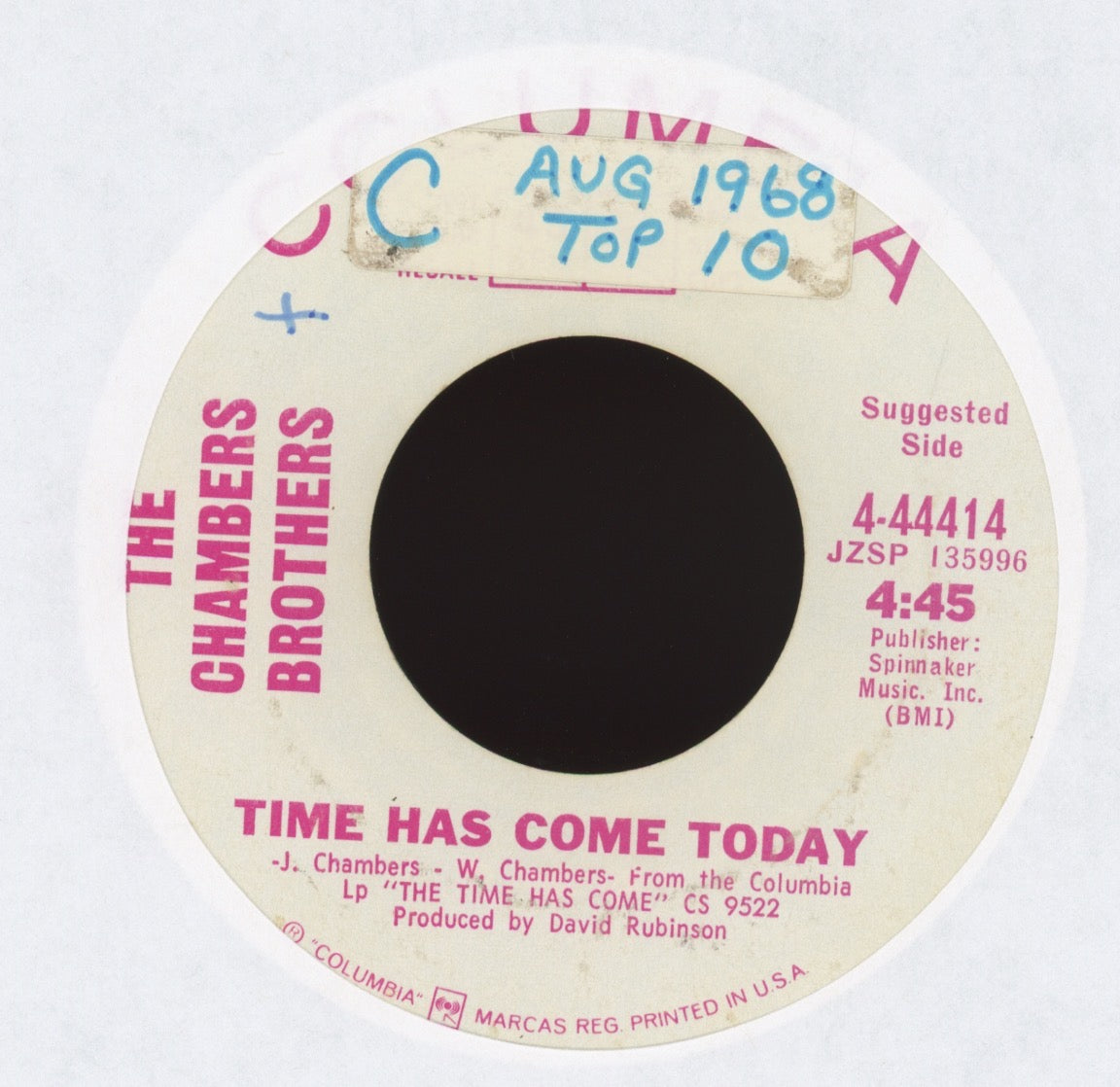 The Chambers Brothers - Time Has Come Today on Columbia Promo Psych Funk 45