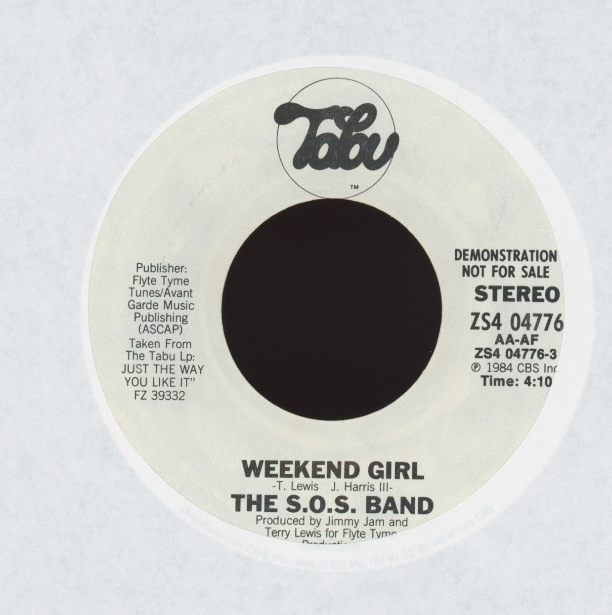 The S.O.S. Band - Weekend Girl on Tabu Promo Modern Soul 45