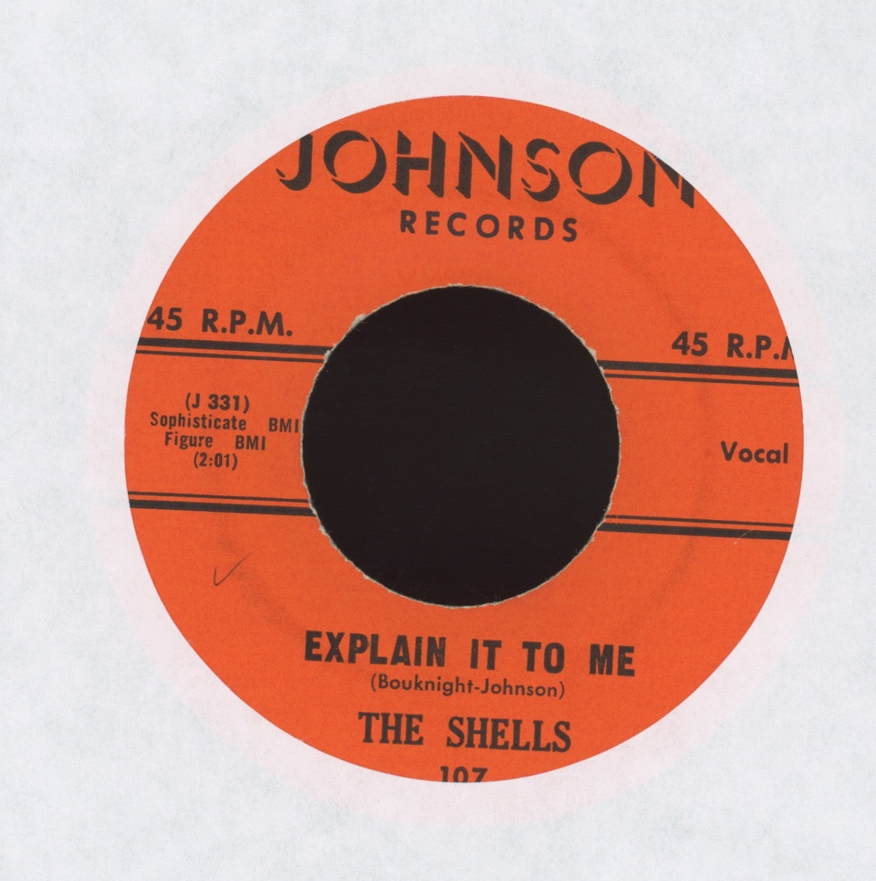 The Shells - Explain It To Me / An Island Unknown on Johnson R&B Doo Wop 45