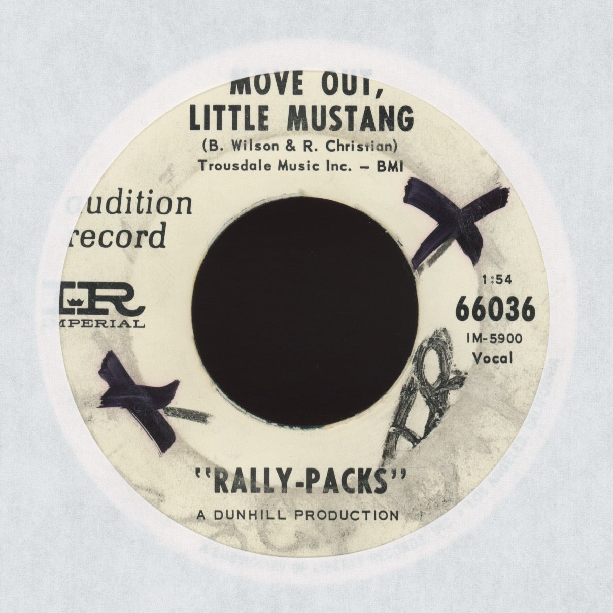 The Rally Packs - Move Out, Little Mustang on Imperial Promo Hot Rod Surf 45