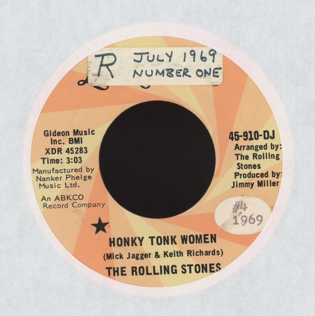 The Rolling Stones - Honky Tonk Women / You Can't Always Get What You Want on London Promo Rock 45