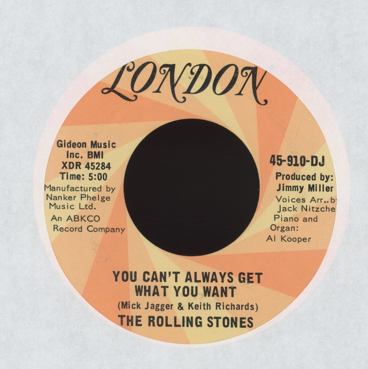 The Rolling Stones - Honky Tonk Women / You Can't Always Get What You Want on London Promo Rock 45