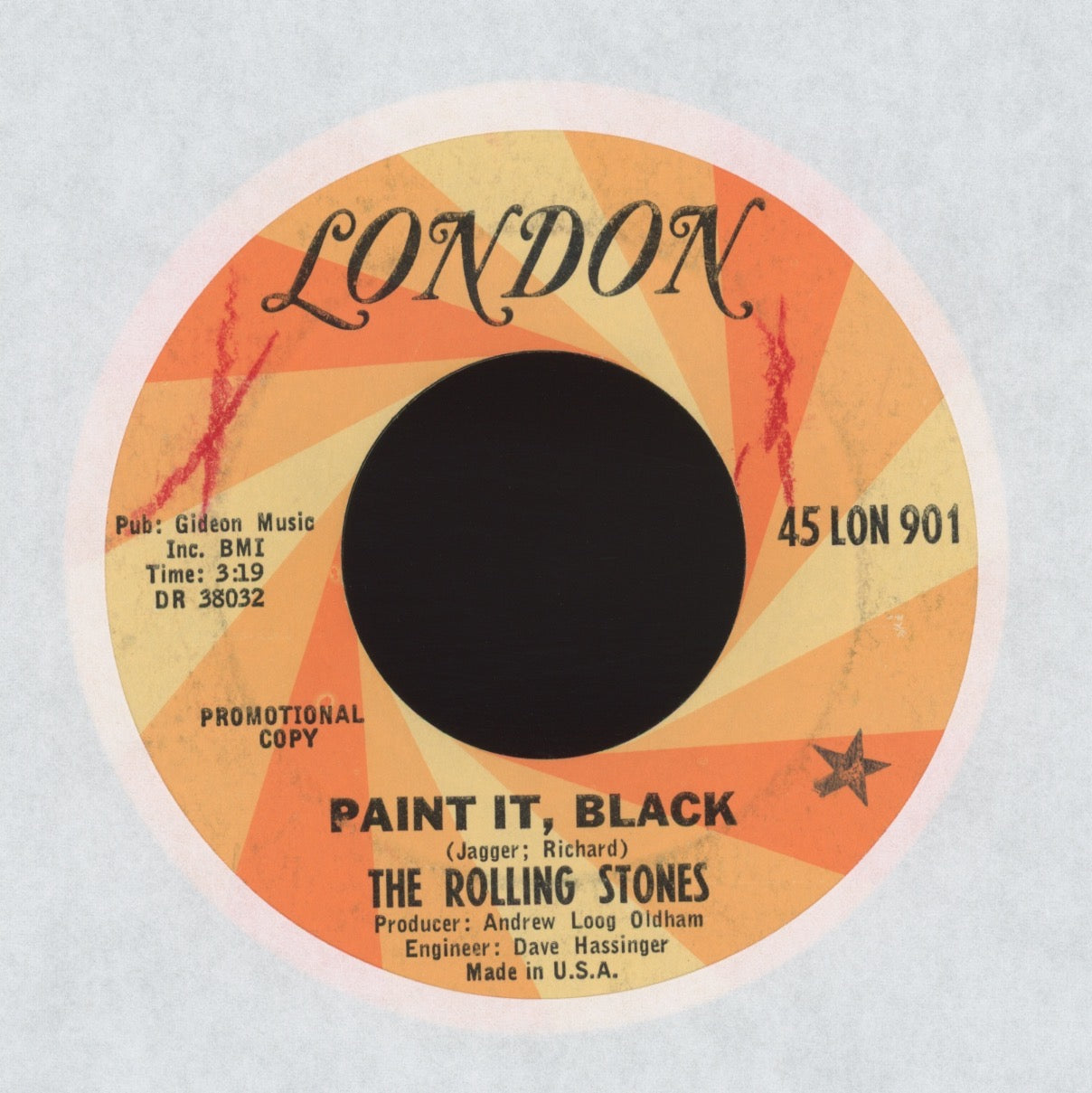 The Rolling Stones - Paint It, Black on London Promo Rock 45