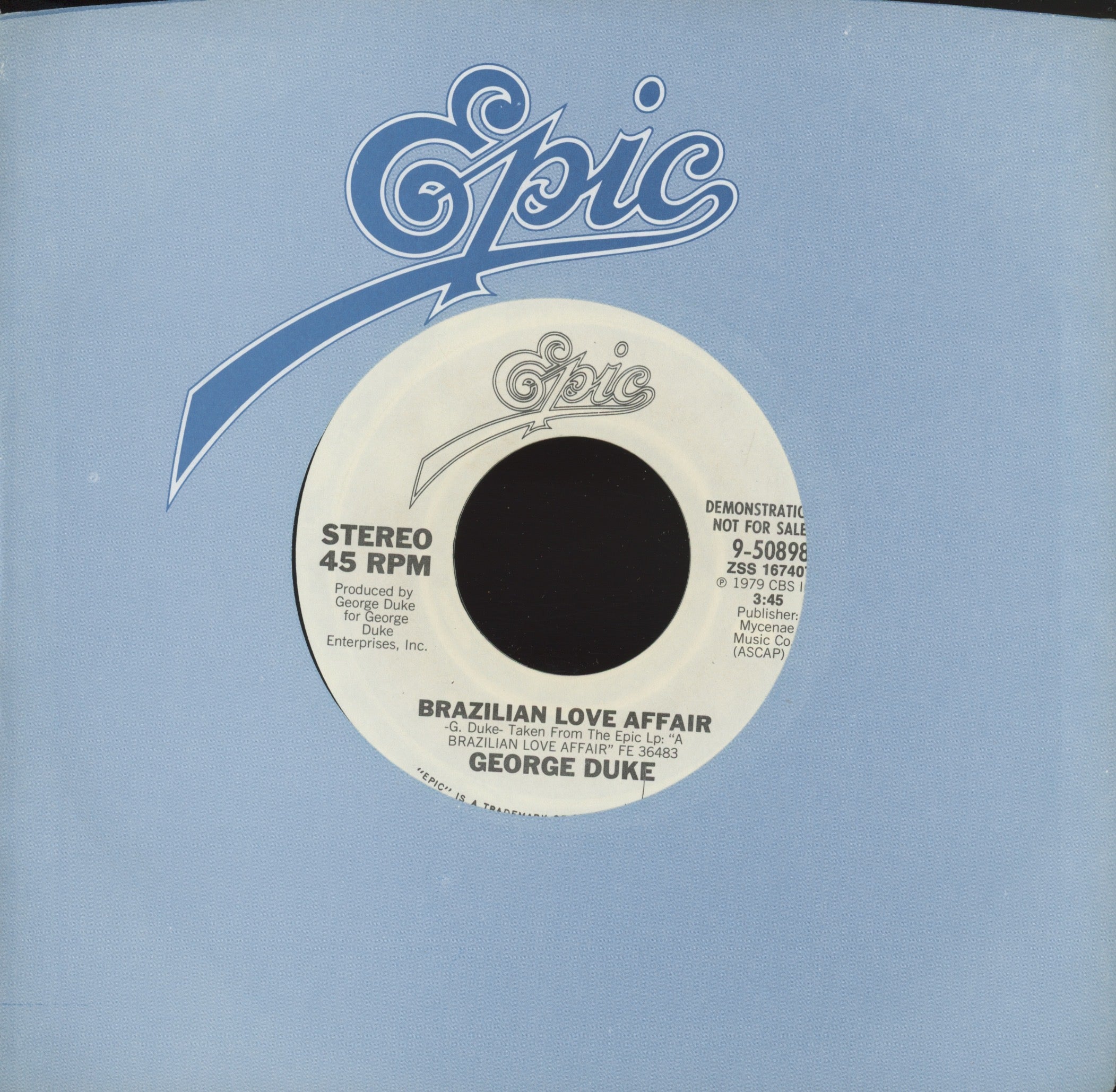 George Duke - Brazilian Love Affair on Epic Promo Modern Soul 45