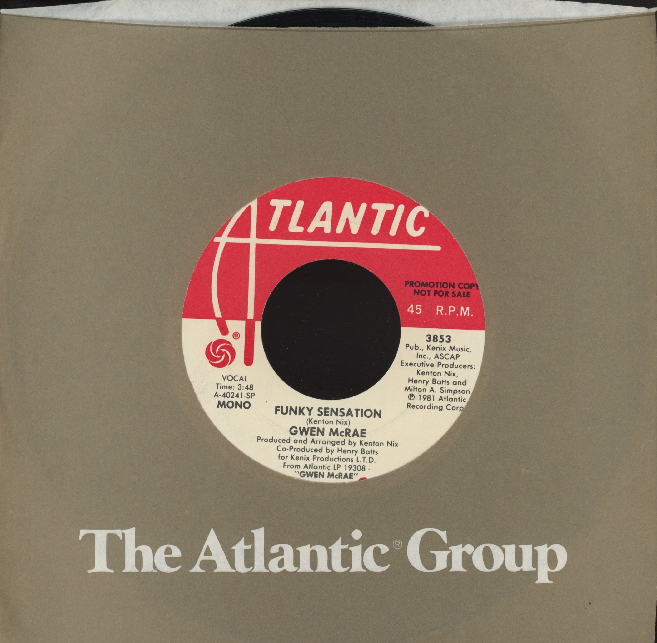 Gwen McCrae - Funky Sensation on Atlantic Promo Modern Soul 45