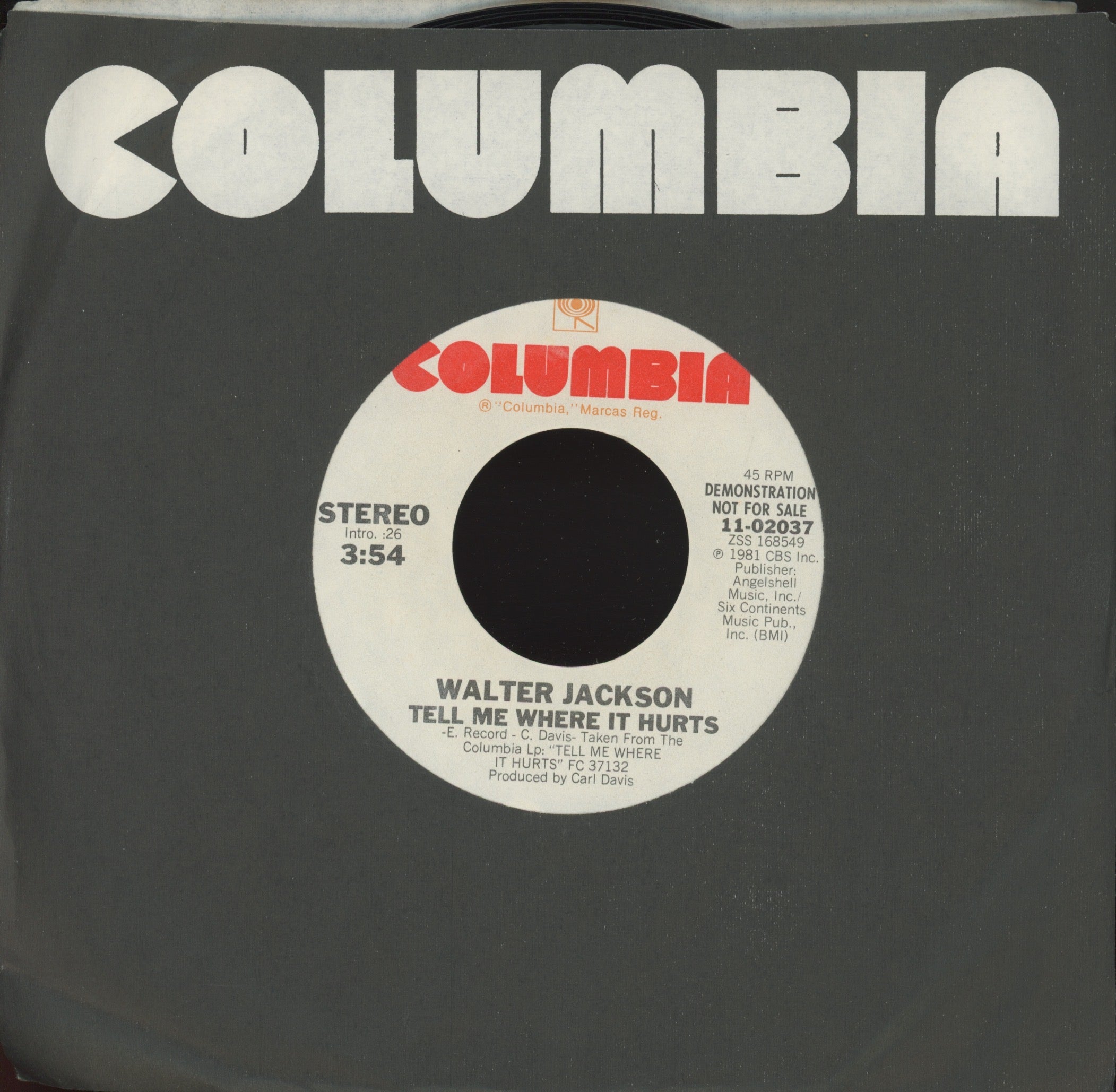 Walter Jackson - Tell Me Where It Hurts on Columbia Promo Modern Soul 45