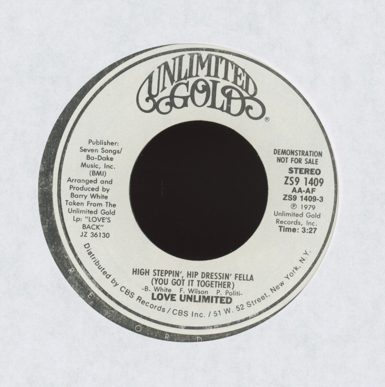 Love Unlimited - High Steppin', Hip Dressin' Fella (You Got It Together) on Unlimited Gold Promo Funk Soul 45