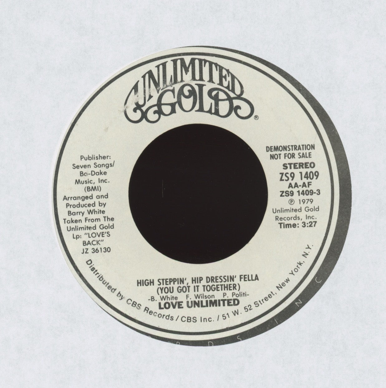 Love Unlimited - High Steppin', Hip Dressin' Fella (You Got It Together) on Unlimited Gold Promo Funk Soul 45