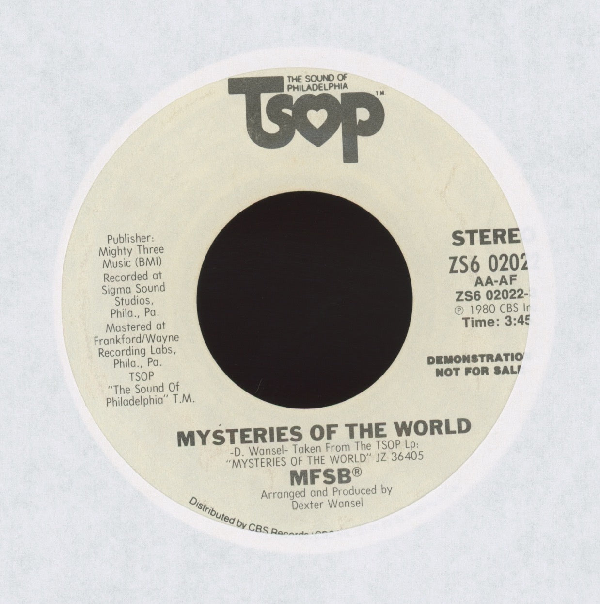 MFSB - Mysteries Of The World on TSOP Promo Modern Soul 45
