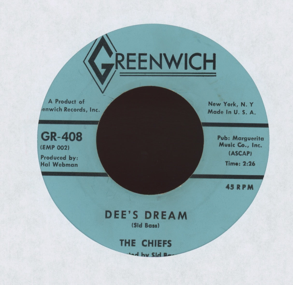 The Chiefs - Apache! on Greenwich Sleazy R&B 45
