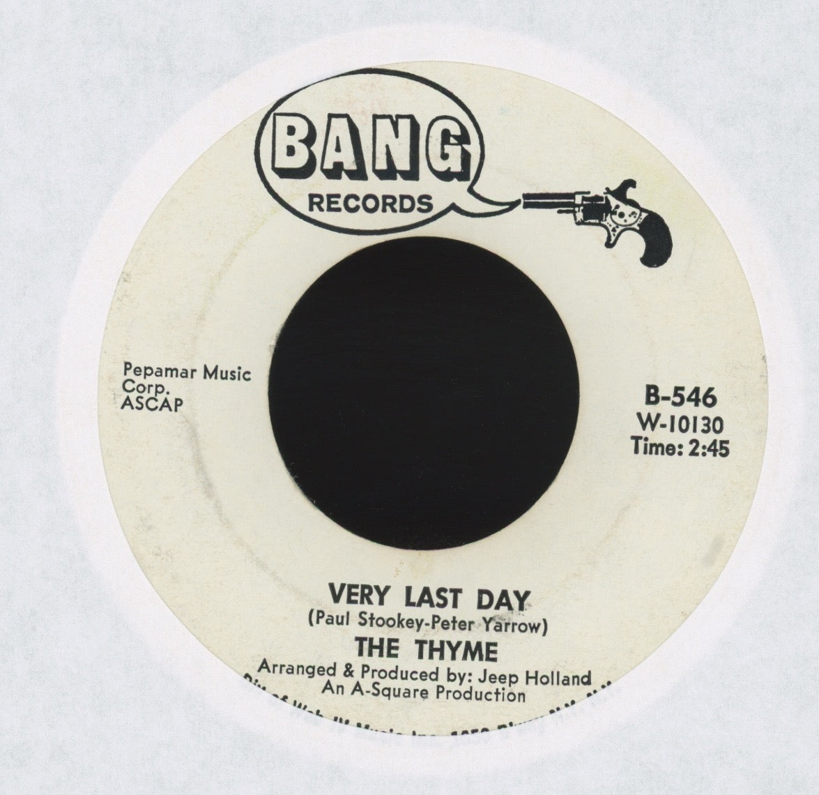The Thyme - Love To Love on Bang Promo Pop Psych 45