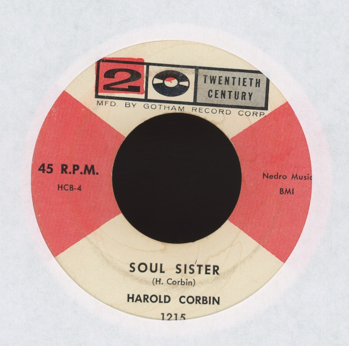 Harold Corbin - Soul Sister on 20th Century Jazz 45