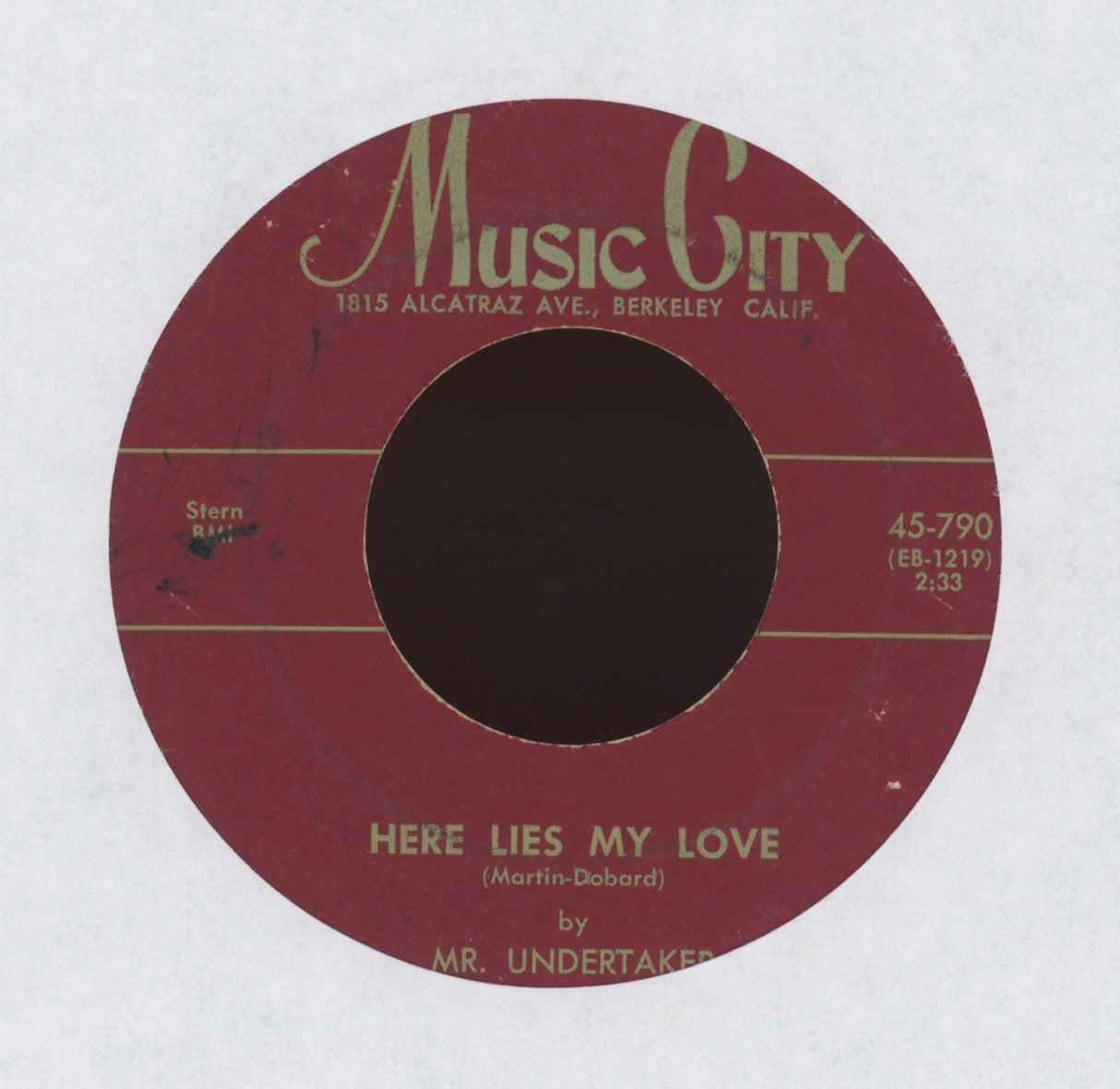 Mr. Undertaker - Here Lies My Love / W-P-L-J on Music City R&B Doo Wop 45