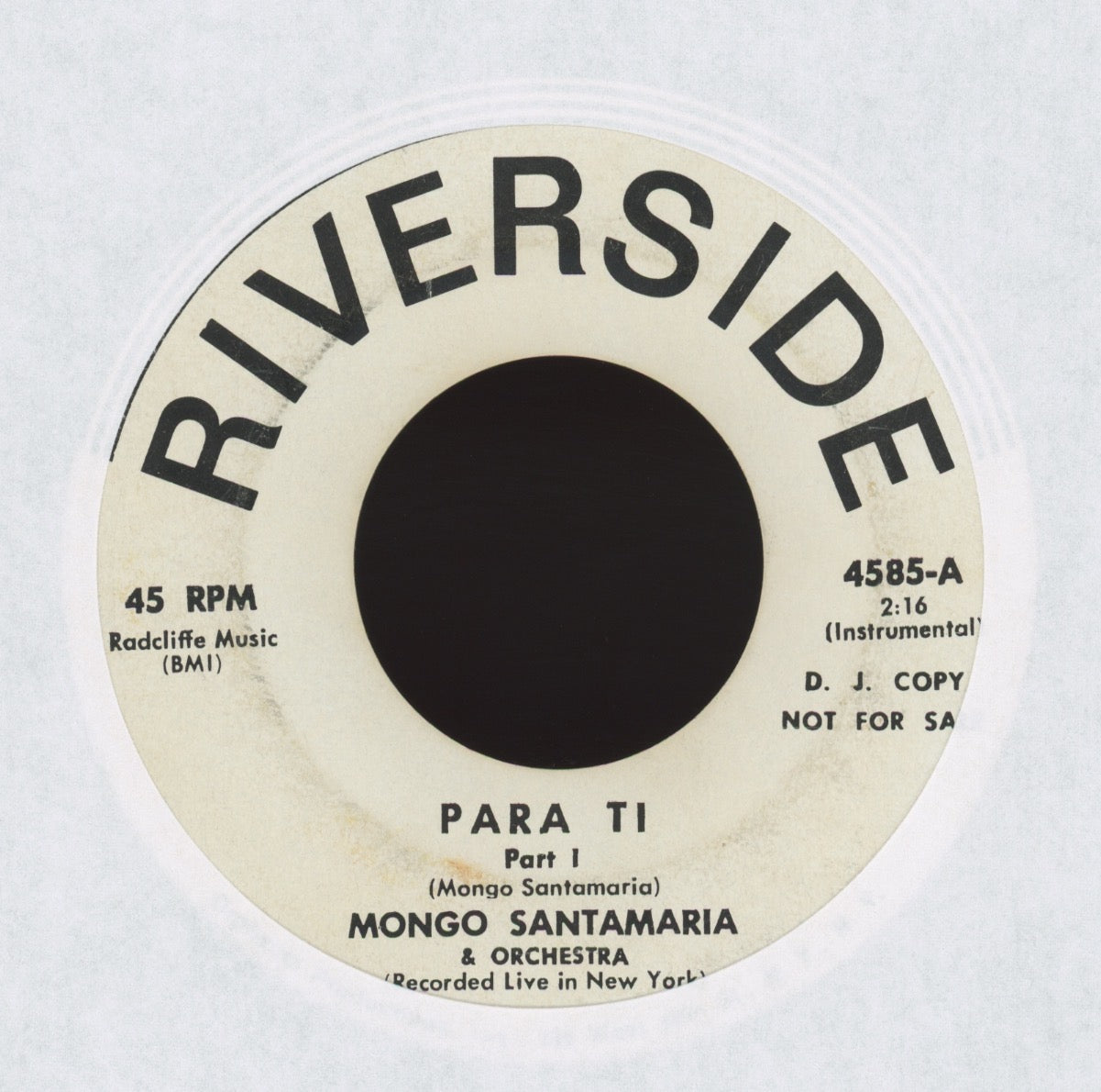 The Mongo Santamaria Orchestra - Para Ti on Riverside Promo Latin 45