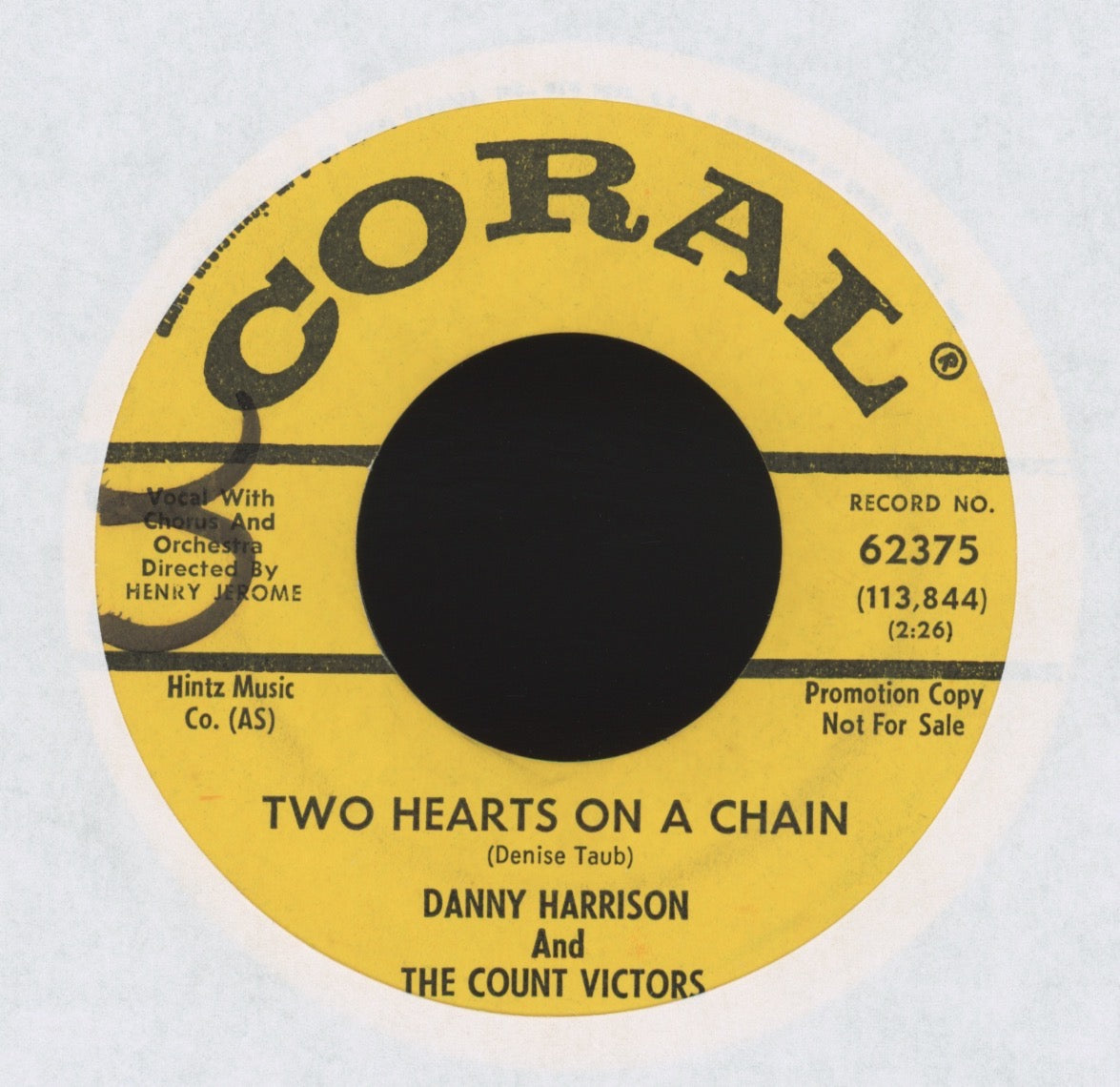 Danny Harrison - Two Hearts On A Chain on Coral Teen Pop 45
