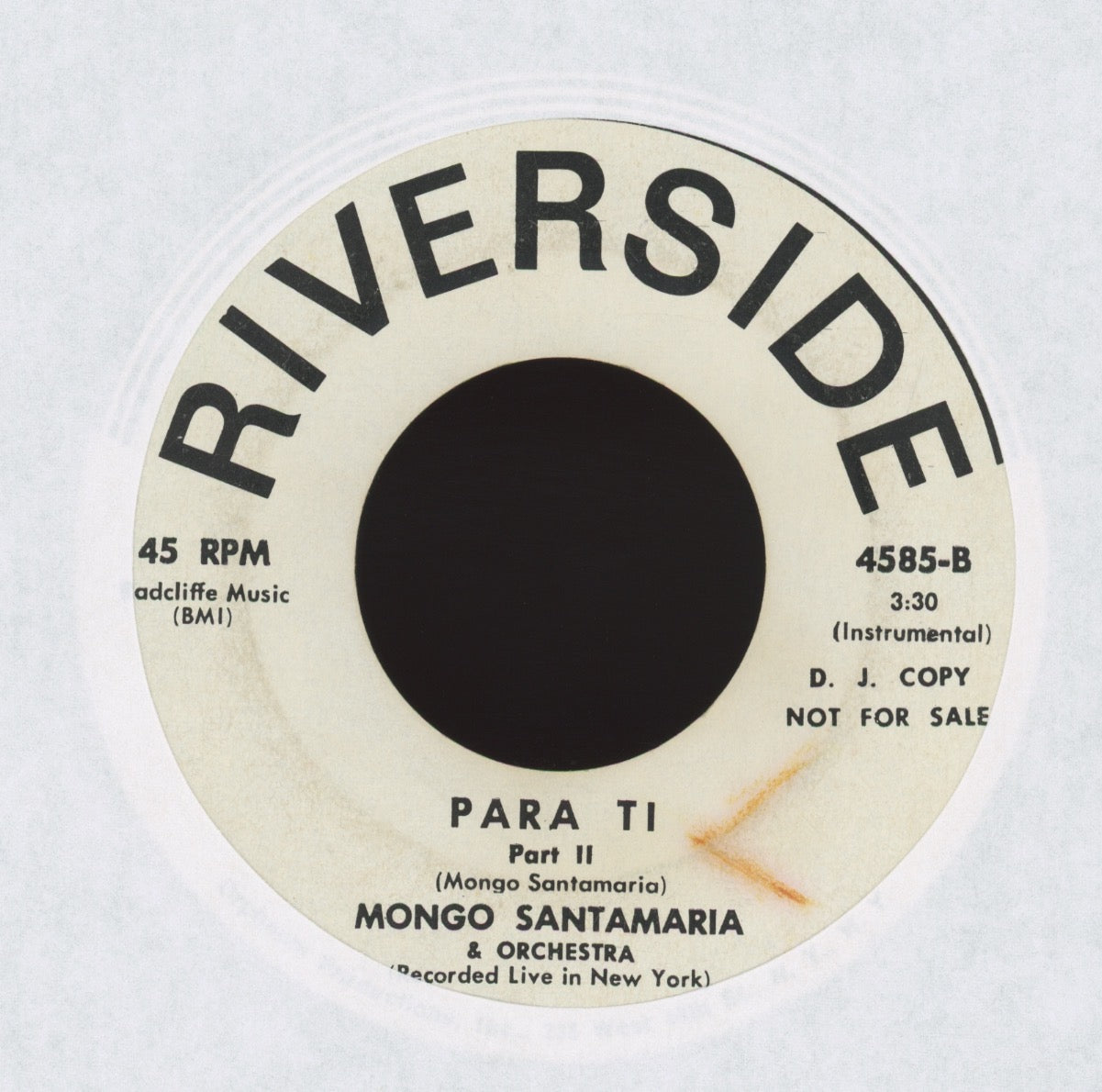 The Mongo Santamaria Orchestra - Para Ti on Riverside Promo Latin 45