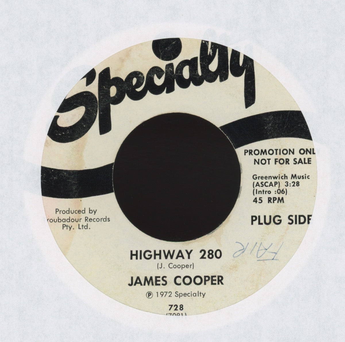 James Cooper - Miss Lucy on Specialty Promo Country Funk 45