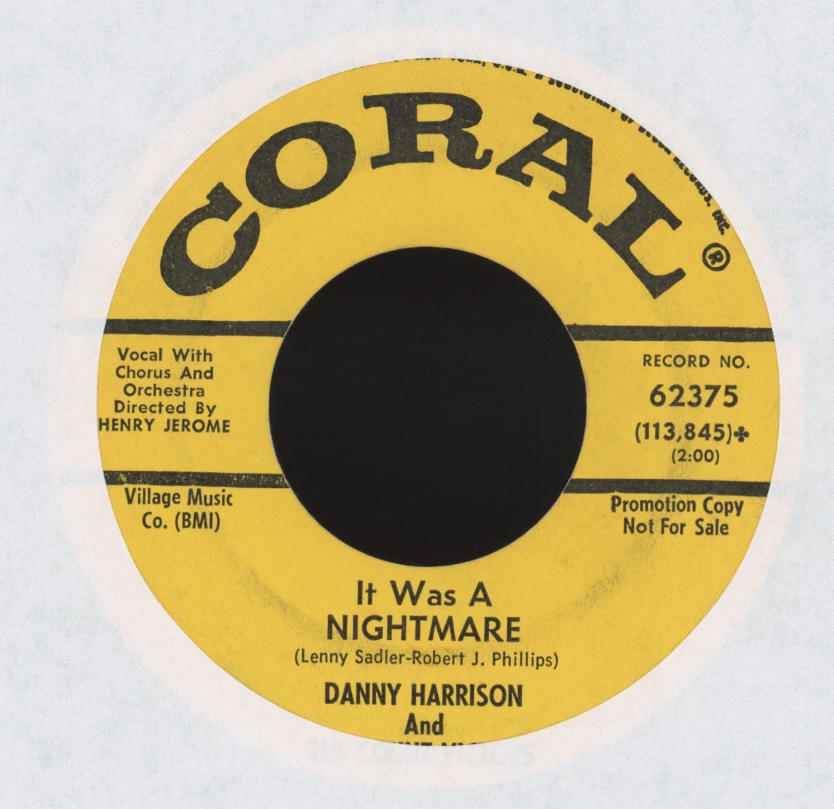 Danny Harrison - Two Hearts On A Chain on Coral Teen Pop 45