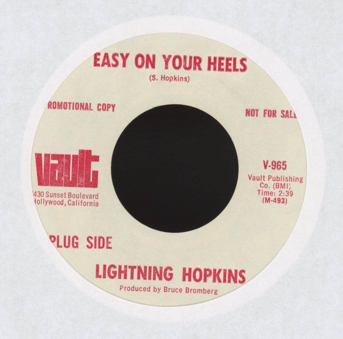 Lightnin' Hopkins - Easy On Your Heels on Vault Promo R&B Blues 45
