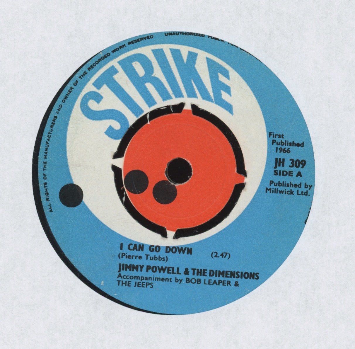 Jimmy Powell And The 5 Dimensions - I Can Go Down on Strike UK Press Soul 45