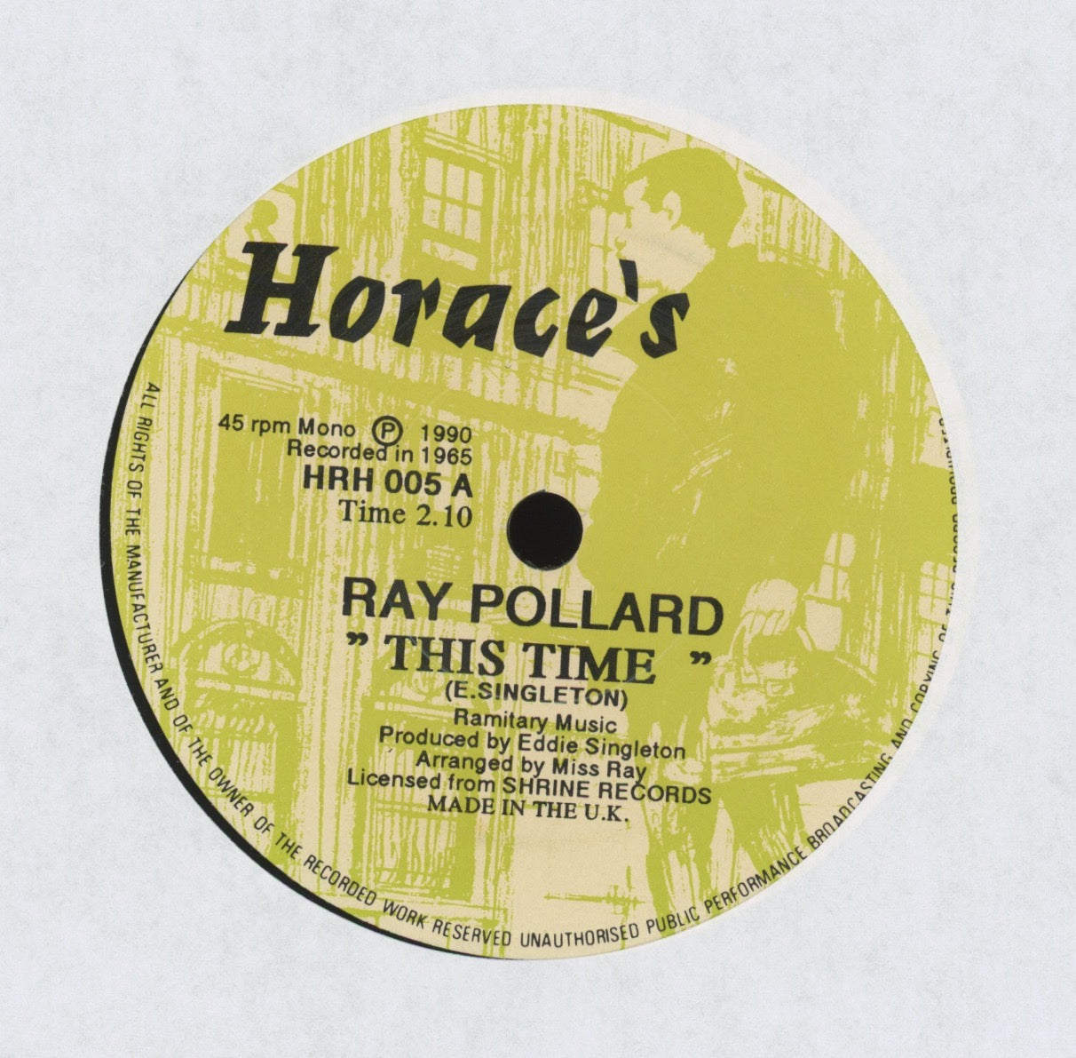 Ray Pollard / The Cairos - This Time / Stop Overlooking Me on Horace's 7" Reissue Northern Soul 45