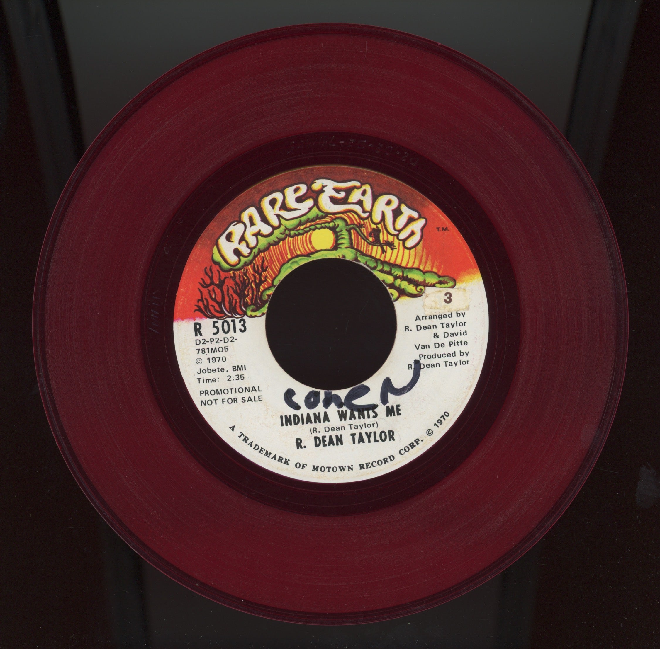 R. Dean Taylor - Indiana Wants Me on Rare Earth Red Vinyl Promo Rock 45