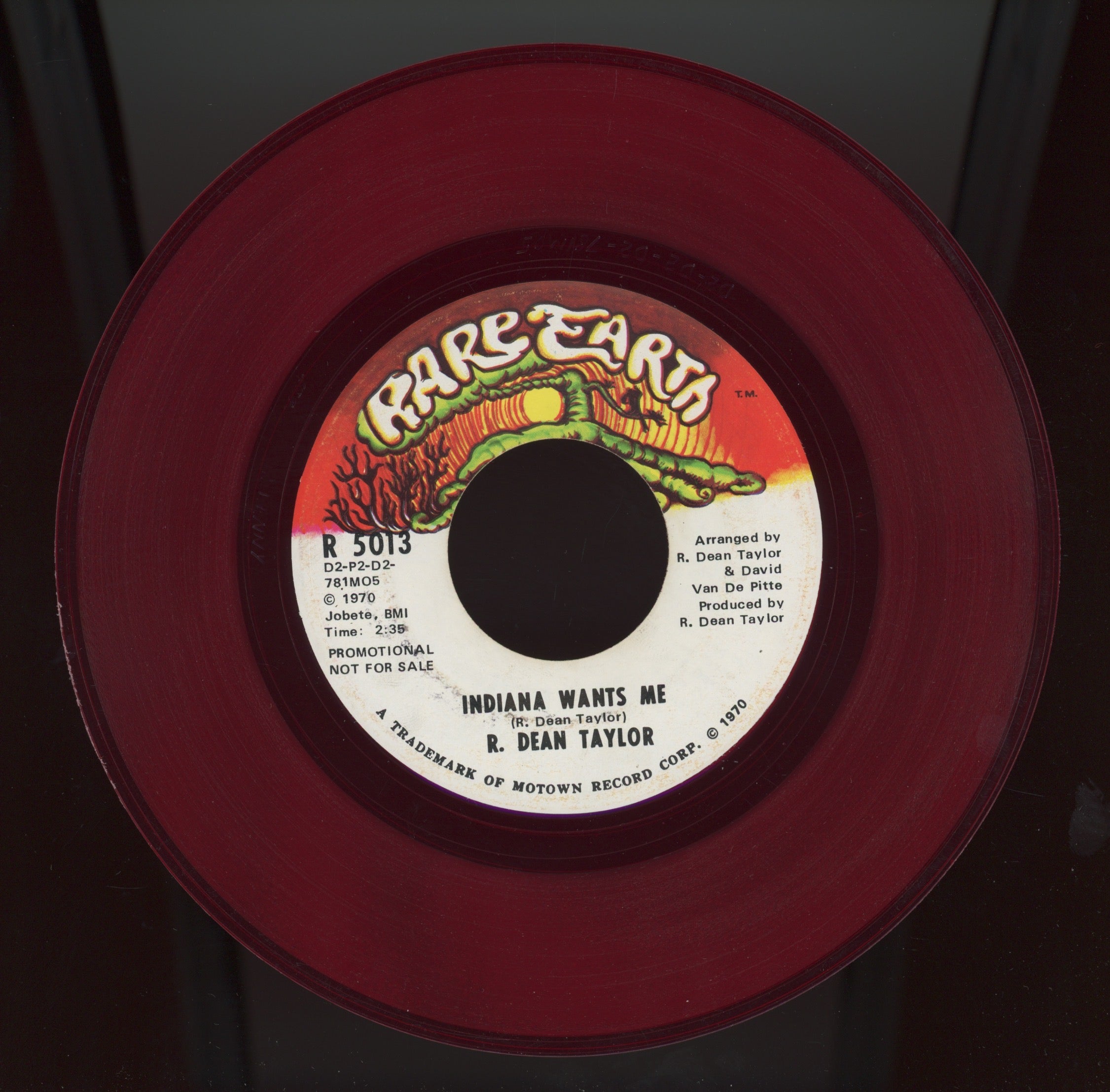 R. Dean Taylor - Indiana Wants Me on Rare Earth Red Vinyl Promo Rock 45
