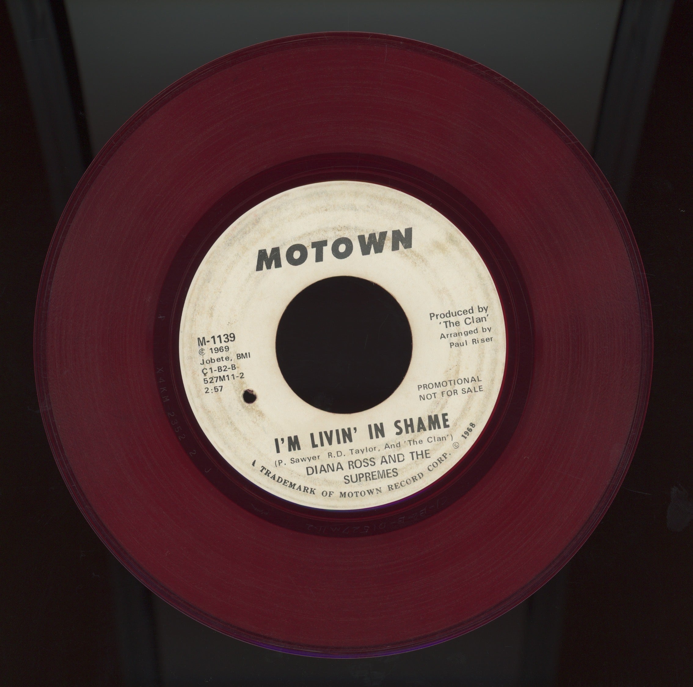 The Supremes - I'm Livin' In Shame on Motown Promo Red Vinyl Soul 45