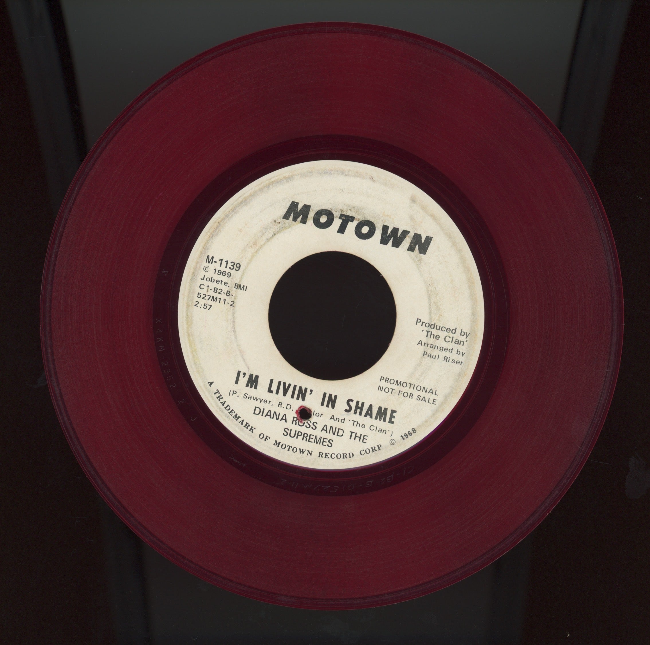 The Supremes - I'm Livin' In Shame on Motown Promo Red Vinyl Soul 45