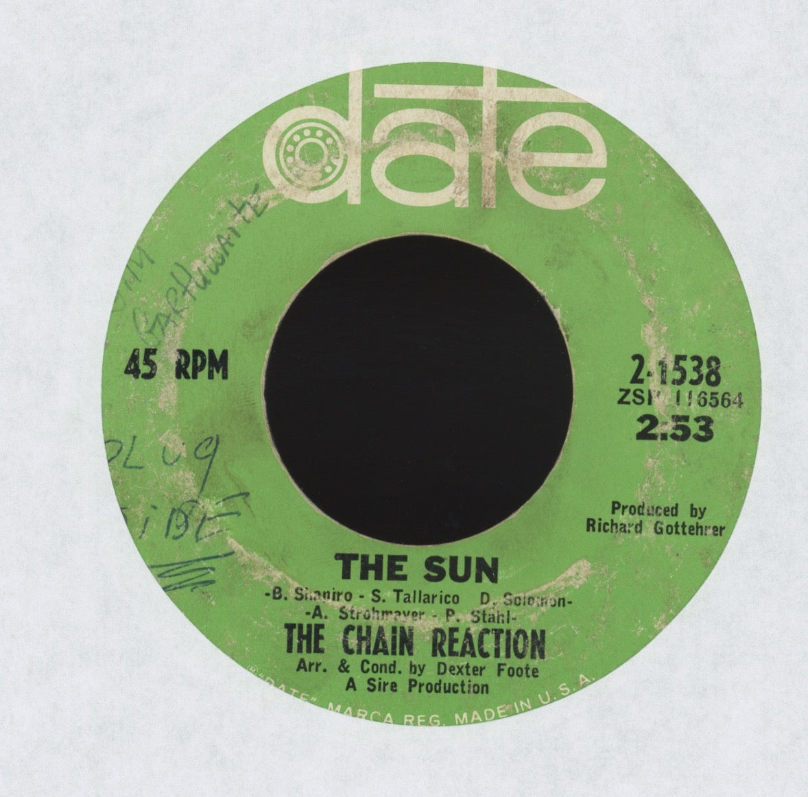 The Chain Reaction - When I Needed You on Date Psych Garage 45 Steven Tyler